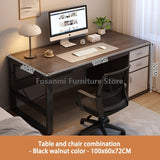 Simple Office Desk With Drawers And Cabinet Computer Desk And Chair Set