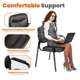 JHK Pu Leather Office Waiting Room Guest Chair Metal Frame