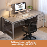 Simple Office Desk With Drawers And Cabinet Computer Desk And Chair Set