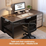 Simple Office Desk With Drawers And Cabinet Computer Desk And Chair Set