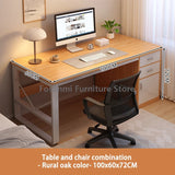 Simple Office Desk With Drawers And Cabinet Computer Desk And Chair Set