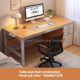 Simple Office Desk With Drawers And Cabinet Computer Desk And Chair Set