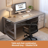 Simple Office Desk With Drawers And Cabinet Computer Desk And Chair Set